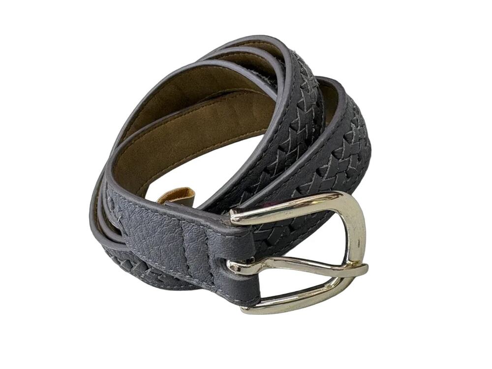 Talbots Braided Leather Belt Gold-Tone Buckle